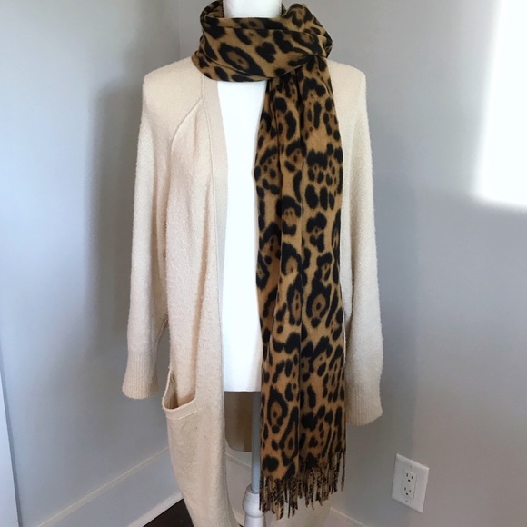 Only 1 Left! Leopard Animal Print Fringed Scarf - Picture 3 of 6